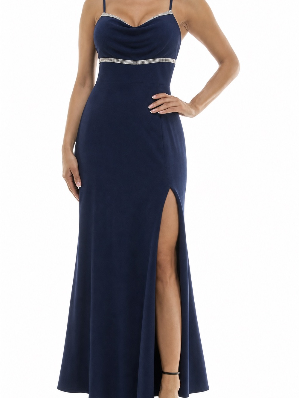 Jump Navy Maxi Dress with Silver Trim